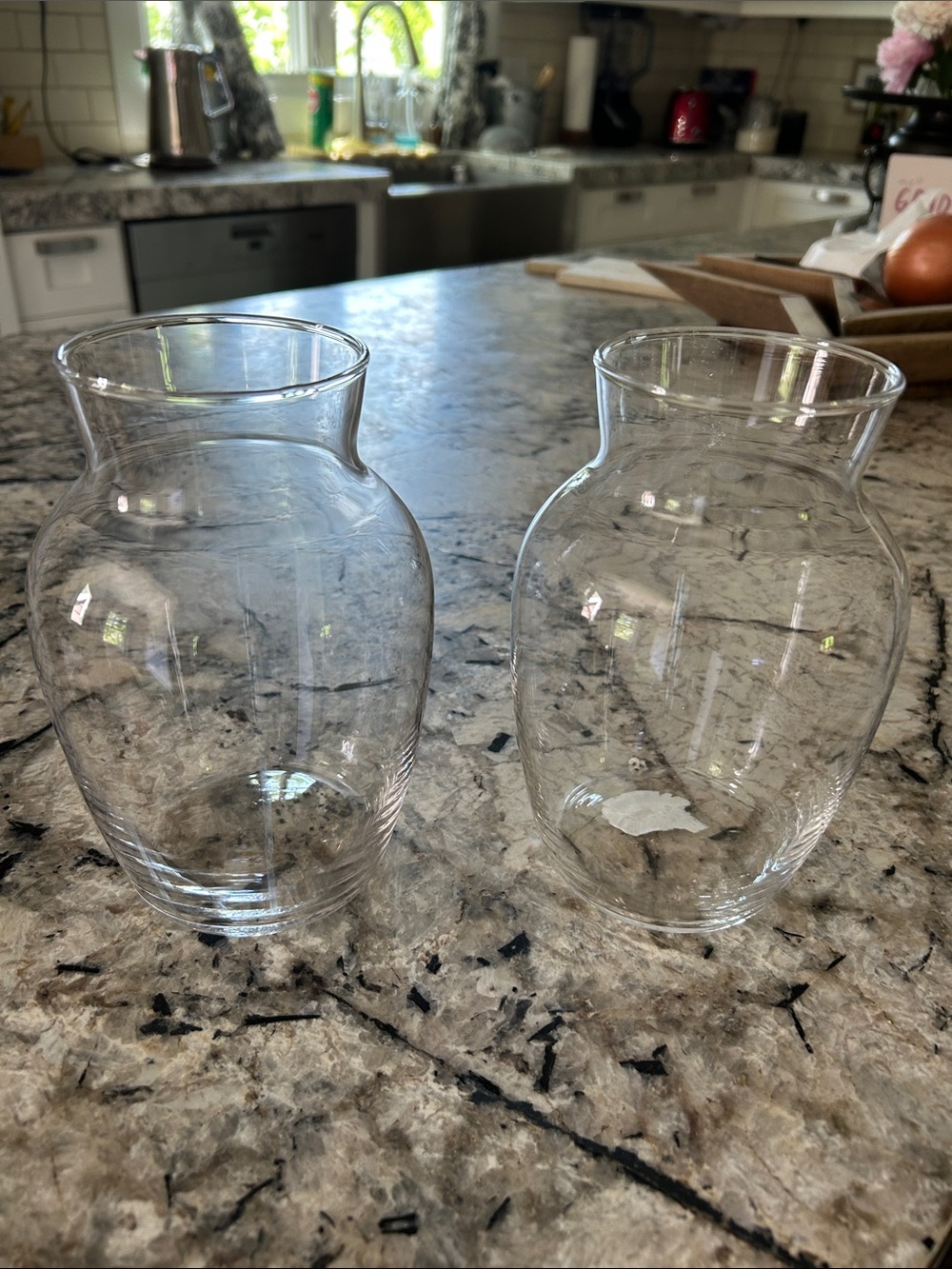 Set of 2 Clear Glass Bud Vases